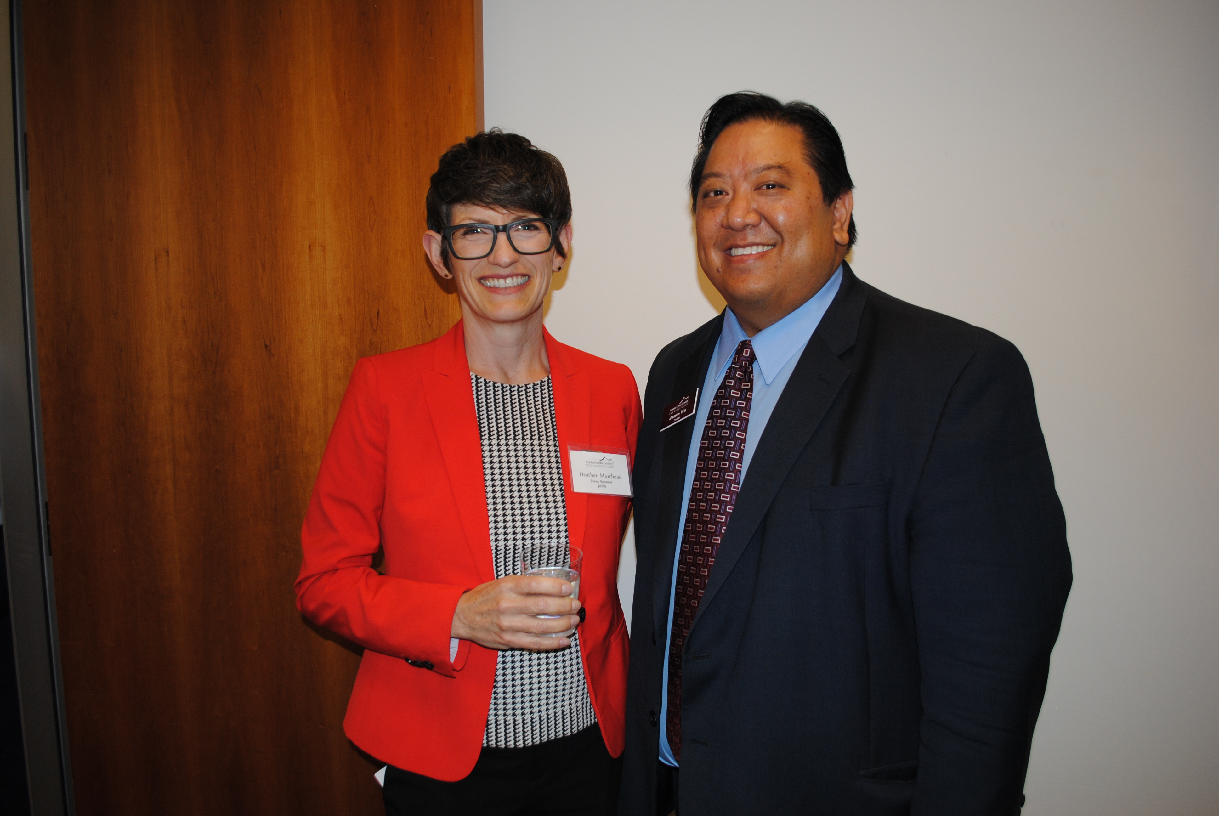 Heather Muirhead of JAMS and James Wu, Board President of the CCCBA welcomed guests to the event.