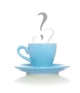 coffee cup with question mark