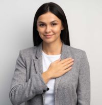 woman taking a pledge