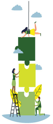 building puzzle in the air