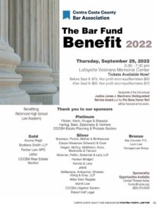 2022 Bar Fund Benefit Thursday September 29 to benefit the Richmond High School Law Academy