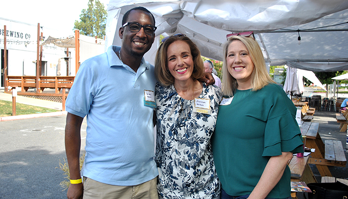 Dorian Peters, Shannon Wolfrum nd Ariel Brownell Lee at the 2022 All Section Summer Mixer at Calicraft Brewing Co., in Walnut Creek.