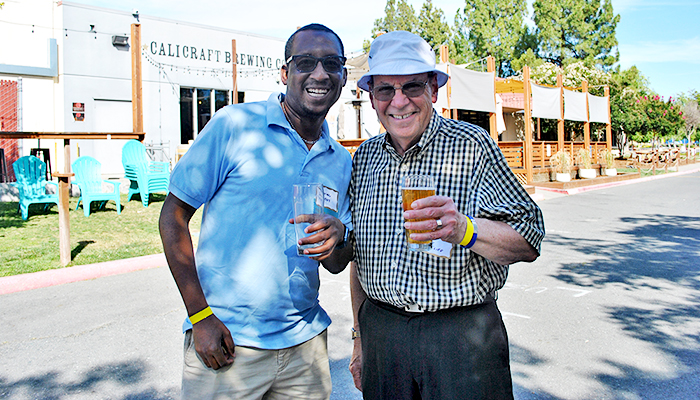 Dorian Peters and Judge Rick Flier (ret.) at Calicraft Brewing Company in Walnut Creek