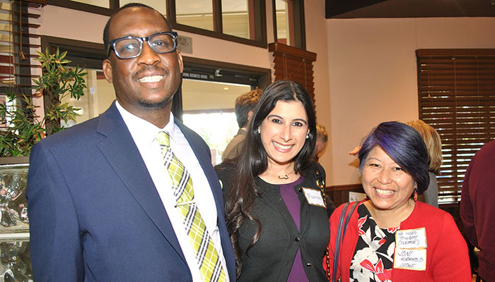2021 CCCBA President Dorian Peters with Farrah Hussein and Judge Joni Hiramoto.