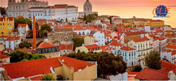 colorful sunset over seaside city in Portugal