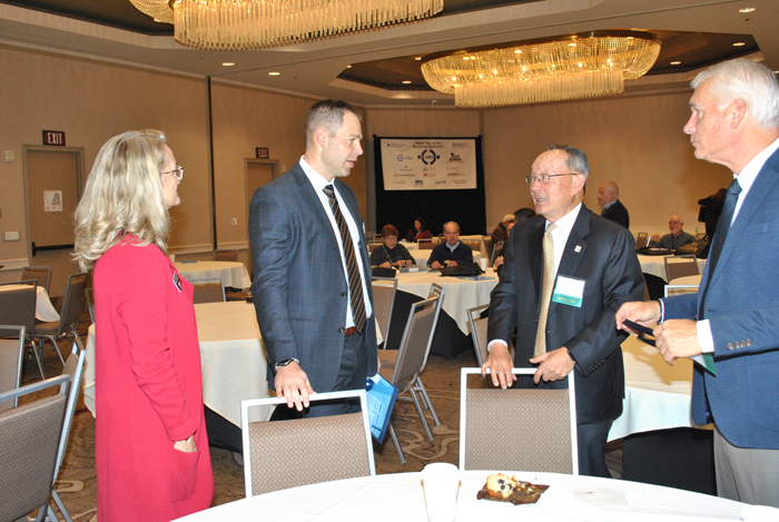 Jody Iorns, David Erb, Justice Ming Chen (Ret.) and Mark LeHocky in banquet room at the 2022 MCLE Spectacular