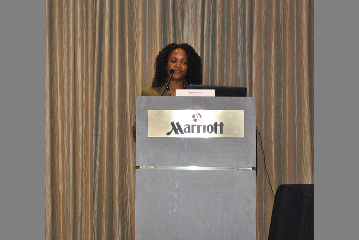 Attorney Natahsa Prince at the poedium