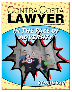 November 2013 cover of Contra Costa Lawyer magazine pictured attorneys as super heroes in the Bench Bar issue.