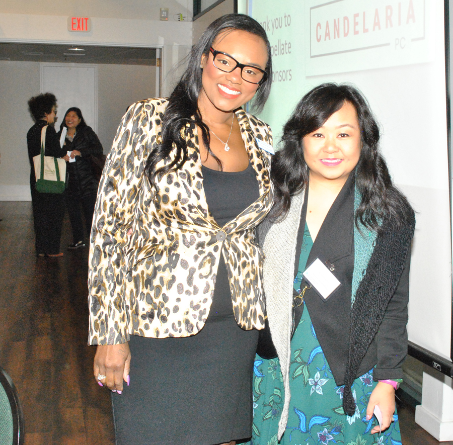 Two women smiling